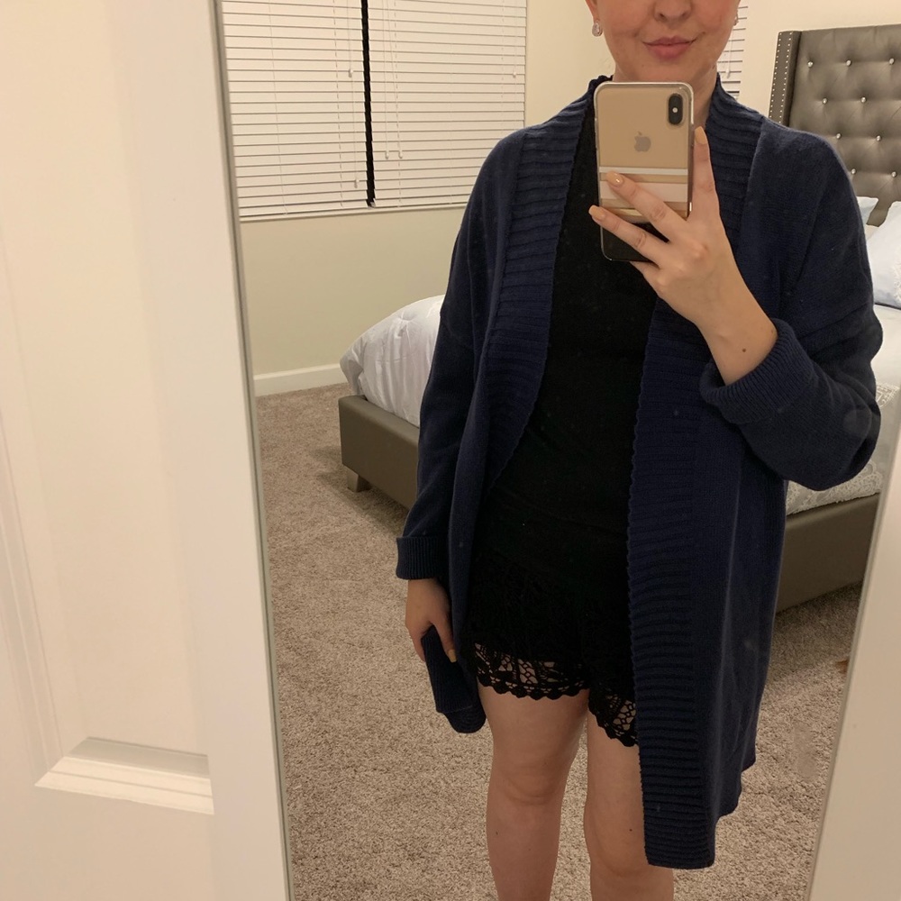 Gap Cardigan Long Dusty Denim Blue Sz L!